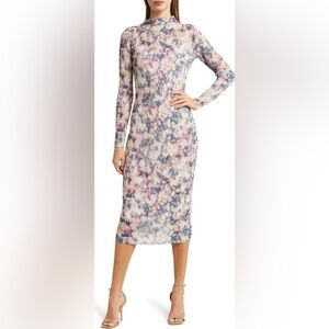 Steve Madden Maya Ribbed Mock Neck Crinkle Long Sleeve MIDI Dress- XL